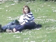 Handjob in the park caught by voyeur