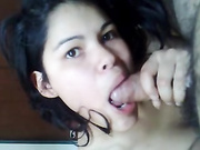 Exciting blowjob with amateur hot Latina babe