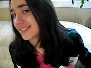 Shy teen reaction when she sees her first big hard cock