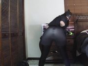 Masked chick claps her ass