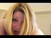 Chubby blonde wife enjoying rear cock penetration