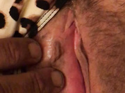 Rubbing wife's hairy pussy