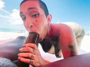 Sneaky Blowjob On The Beach
