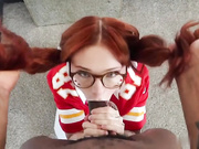 Nerdy Redhead Teen Sucks A BBC