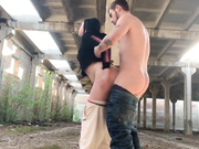 Cute brunette sucking a cock and gets fucked